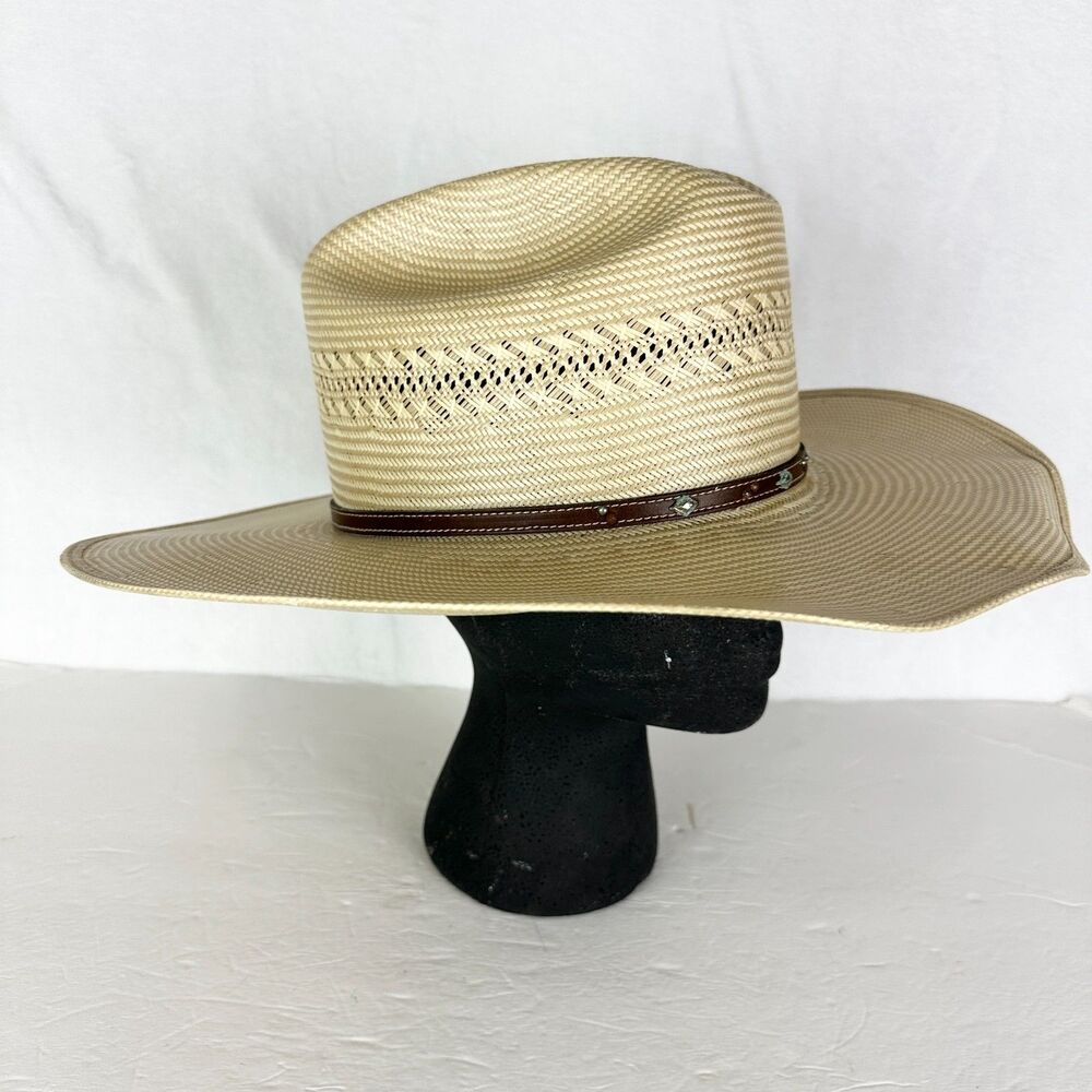 Stetson 10X Straw Cowboy Hat Size 7 1/8 Brim 4.25" Ranch Western